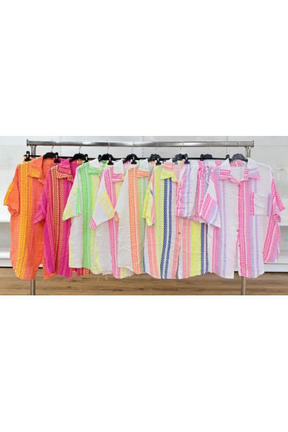 CONJUNTO SHORT CAMISA ESTAMPADO FLUOR