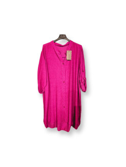 VESTIDO BOTONES  FUCSIA 