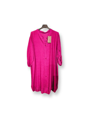 VESTIDO BOTONES  FUCSIA 