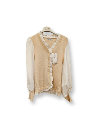 Blusa beige falso chaleco