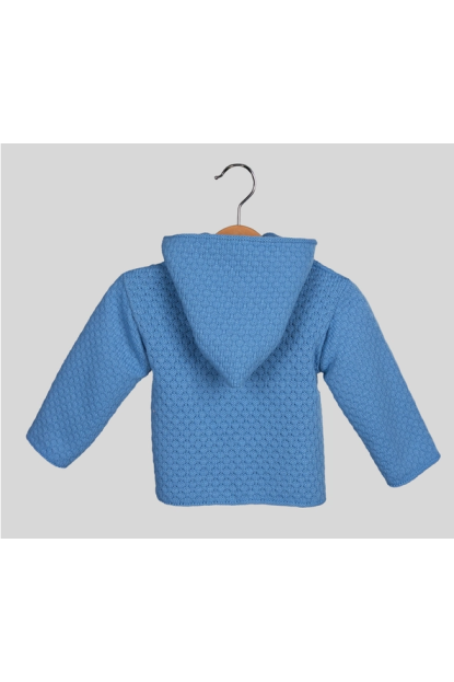 Chaqueta con capucha de punto doble Pompom