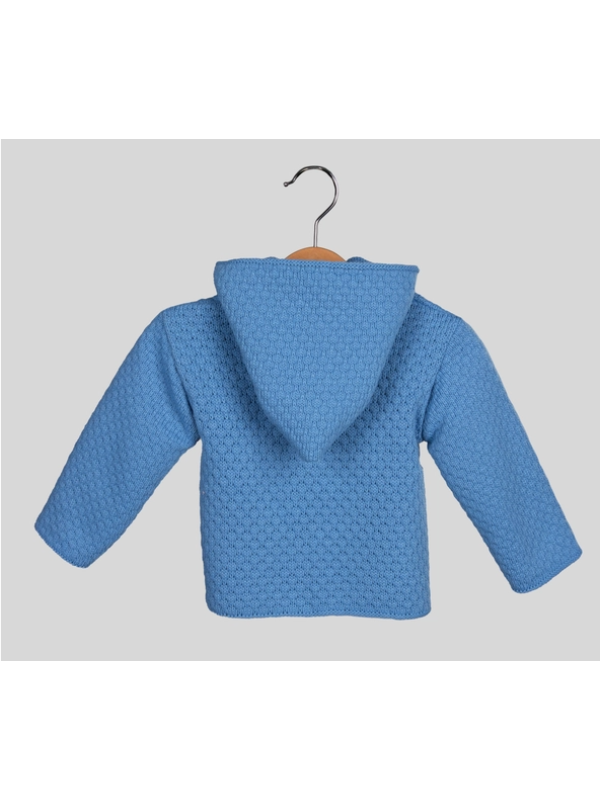 Chaqueta con capucha de punto doble Pompom